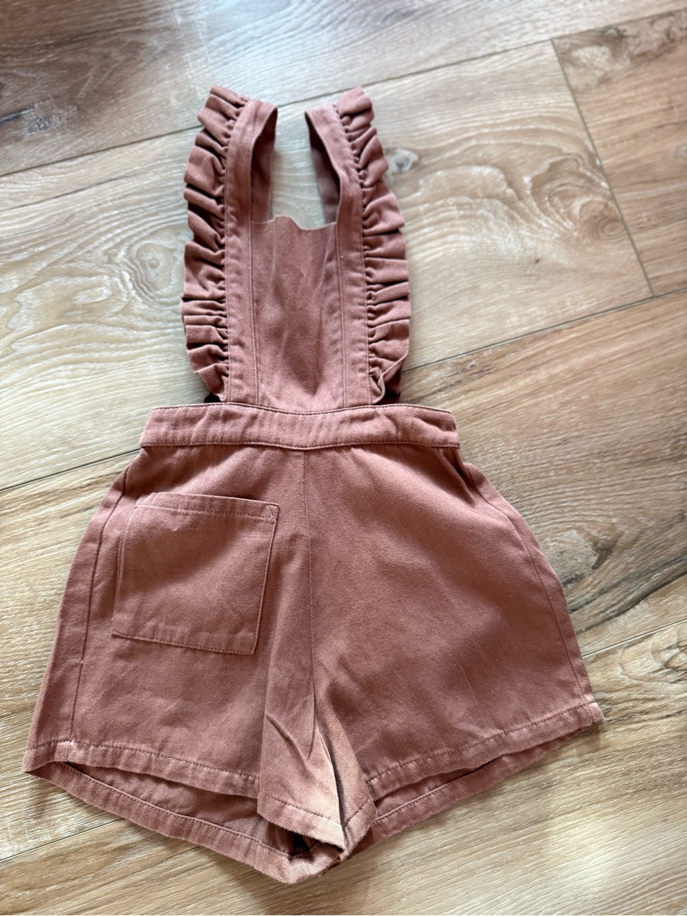 Girls Rust Ruffle-Strap One-Piece Romper